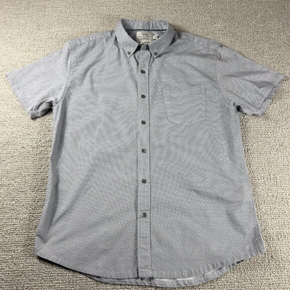 WRK Reworked Slim Fit Button-Down Short Sleeve Shirt White Black Men’s Size XL - Picture 1 of 7